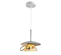 Lámpara Colgante De Cerámica Moderna, Lámpara Colgante De Diseño Nórdico Creativo con Forma De Taza De Café De Cerámica Y Decoración De Mariposa, Luminaria De Techo Colgante para