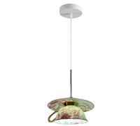 Lámpara Colgante De Cerámica Moderna para Isla De Cocina, Lámparas Colgantes Estilo Granja con Estampado De Peonías, Pantalla De Taza De Café De Cerámica Creativa, Luminaria De Techo Colgante