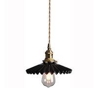 Lámpara colgante de cerámica plisada, lámpara colgante de un solo cabezal con rosca E27 de latón vintage, estilo moderno y sencillo, accesorio de iluminación ajustable para comedor, estudio y estudio.