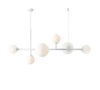 Lámpara Colgante De Comedor 6 Fuegos Blanca Vidrio Metal L:130 Cm Moderna