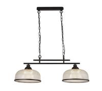 Lámpara Colgante De Comedor B: 75 Cm 2X E27 Negro Vidrio Metal Vintage