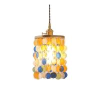 Lámpara colgante de concha Capiz, estilo bohemio chic, lámpara de araña colorida con forma de concha, lámpara de techo estilo isla costera para dormitorio, sala de estar, cocina y pasillo (multicolor)