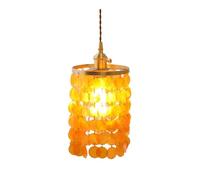 Lámpara Colgante de Concha Capiz, Estilo Bohemio Chic, lámpara de araña de Conchas Marinas de Colores, lámpara de Techo Estilo Isla Costera para Dormitorio, Sala de Estar, Cocina y Pasillo (Naranja)