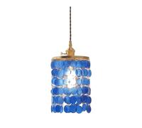 Lámpara Colgante de Concha Capiz, Estilo Bohemio Chic, lámpara de araña de Conchas Marinas de Colores, lámpara de Techo Estilo Isla Costera para Dormitorio, Sala de Estar, Cocina y Pasillo (Azul)