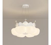 Lámpara colgante de corona de dibujos animados, lámpara colgante de metal para dormitorio con pantalla acrílica, moderno LED Chaner - 3 modos de color, lámparas de suspensión de iluminación principal