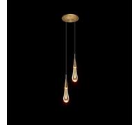 Lámpara colgante de cristal con burbujas, moderna lámpara LED dorada, lámpara colgante de techo con forma de lágrima de doble cabezal para dormitorio, comedor, bar e isla de cocina (doble cabezal)