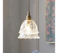 Lámpara Colgante de Cristal con diseño de Flores Antiguas para Cocina, Isla, lámpara Colgante de Techo Vintage de un Solo pétalo, Dorada, Mini lámpara Moderna para Comedor, baño, Dormitorio, Estilo