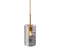 Lámpara Colgante de Cristal con Efecto Ondas Deua para Decoración Del Hogar, Color Ámbar Y Dorado, Lámpara de Techo Individual, Lámpara de Araña Industrial Cilíndrica Gris Humo para Casa de Campo, Ide