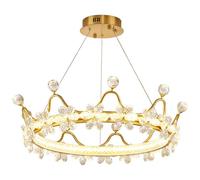 Lámpara Colgante de Cristal con Forma de Corona de Flores, con Tira de luz LED Ajustable de Tres Colores integrada, Ideal para Dormitorio, cálida y romántica, Ideal para Decorar la Sala de Estar, o p