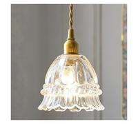 Lámpara colgante de cristal con forma de flor para isla de cocina, lámpara colgante retro antigua, lámpara de techo colgante vintage dorada de un solo pétalo, mini araña moderna para comedor, baño, do