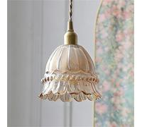Lámpara colgante de cristal con forma de flor para isla de cocina, lámpara colgante retro antigua, lámpara de techo colgante vintage dorada de un solo pétalo, mini araña moderna para comedor, baño, do