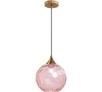 Lámpara colgante de cristal con forma de globo, moderna, de bronce y dorada, con bola de cristal de colores, lámpara colgante ajustable, decoración del hogar for sala de estar, cocina, isla(Pink)
