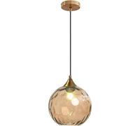 Lámpara colgante de cristal con forma de globo, moderna, de bronce y dorada, con bola de cristal de colores, lámpara colgante ajustable, decoración del hogar for sala de estar, cocina, isla(Amber)