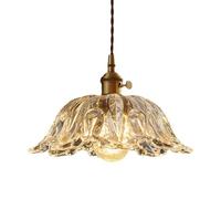 Lámpara Colgante de Cristal con Forma de pétalo, lámpara de Techo empotrada, lámpara Colgante Decorativa para balcón y Pasillo, lámpara Colgante de un Solo Cabezal con Base E27.