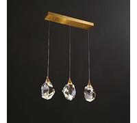 Lámpara colgante de cristal cúbico de 3 luces, moderna lámpara de araña de racimo para comedor, sobre mesa, nórdica, dorada, redonda, larga, lineal, LED, lámpara colgante de techo en forma de lágrima