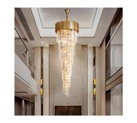 Lámpara colgante de cristal de gran tamaño con LED, lámpara colgante de lujo de acero inoxidable de múltiples capas, lámpara colgante larga Compatible with sala de estar y villa,Lámpara de Techo