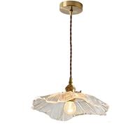 Lámpara Colgante de Cristal de una luz con Forma de Hoja de Loto, lámpara Colgante Sencilla de Cristal con decoración Vintage de Mediados de Siglo para Comedor y Sala de Estar.