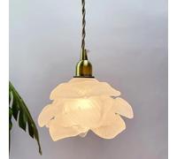 Lámpara colgante de cristal floral, luces colgantes de techo de latón modernas, isla de cocina, mini lámpara de techo ajustable, pantalla de cristal de flor escarchada individual E27, iluminación colg