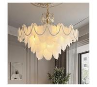 Lámpara Colgante de Cristal Francesa con Forma de Pluma, luz de Lujo Sencilla para la decoración del hogar, Ideal para la Sala de Estar de una Villa, con Colgante de Cobre (A-D600xH960mm, bl