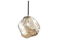 Lámpara colgante de cristal gris humo de estilo moderno de mediados de siglo. Lámpara de techo vintage industrial para isla de cocina. Lámpara de araña pequeña de cristal soplado color ámbar hielo par