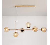 KSHSAA Lámpara colgante de cristal de 6 luces Lámpara colgante de bola moderna Lámpara de techo interior Sala de estar Comedor Restaurante Luz de suspensión de altura ajustable Decoración interior