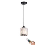 Lámpara colgante de cristal recargable inalámbrica con control remoto, moderna lámpara colgante para comedor e isla de cocina, funciona con pilas, accesorio de iluminación de techo, color negro, fácil