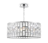 Lámpara Colgante De Cristal Redonda Para Mesa De Comedor Ø 50 Cm 4x E27 Art Déco