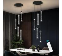 Lámpara Colgante de Cristal Regulable - Mini araña para Isla de Cocina, baño, Comedor y Pasillo - Lámpara de Techo LED Negra con Brillo Ajustable de 2700K a 6000K
