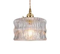 Lámpara Colgante de Cristal Retro con Tallado Ondulado, de latón Vintage, lámpara Colgante de Cristal, lámpara de Techo, lámpara de Noche, lámpara de Techo Decorativa para Dormitorio y Sala de es