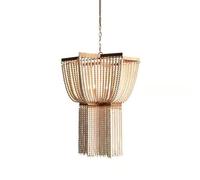 Lámpara Colgante de Cuentas Única Y de 25,2", Estilo Rústico, Estilo Bohemio, Vintage, con Cuentas de Madera para Cocina Y Comedor.