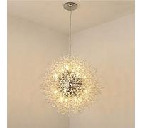 Lámpara Colgante de Diente de león de araña Moderna nórdica de 8 Luces, luz LED de Fuegos Artificiales creativos Iluminación Colgante de Cristal de Acero Inoxidable Globo LED Sala de Estar G9 Lámpara