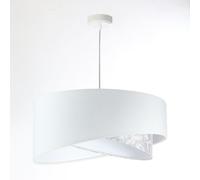 Lámpara Colgante De Dormitorio Blanca Gris Barroca E27 Redonda Ø 50 Cm Tela