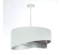 Lámpara Colgante De Dormitorio Blanca Gris Plata E27 Redonda D: 50 Cm Tela