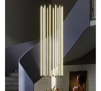 Lámpara colgante de escalera LED moderna - Lámpara giratoria regulable de 12 cabezales Accesorio de techo de aluminio ajustable para sala de estar Hotel Pasillo Decoración de villa (luz cálida) LWX