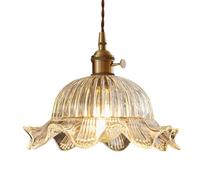 Lámpara Colgante de Estilo nórdico con Pantalla de Cristal en Forma de pétalo, empotrada, de un Solo Cabezal, Ideal para Balcones y restaurantes.