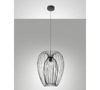 Lámpara colgante de estilo rural con diseño industrial moderno, estructura de metal, color negro, casquillo E27, ideal para iluminación interior.