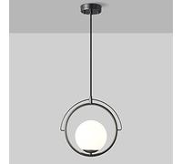 Lámpara colgante de globo de 1 luz con pantalla de vidrio dorado/negro, mesa de comedor, lámpara colgante decorativa, lámparas de techo de latón cepillado para lámpara de noche de dormitorio (A) LWX