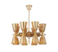 Lámpara colgante de hierro simple nórdico posmoderno de 16 luces, lámpara de techo de aleación de oro con personalidad creativa, lámpara colgante ajustable para sala de estar, restaurante, dispositivo