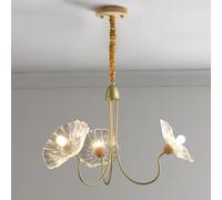 Lámpara colgante de hoja de loto, lámpara colgante de cristal E27 con diseño de flor, lámpara colgante para sala de estar, lámpara colgante moderna de oro antiguo para vestíbulo, entrada, comedor, co