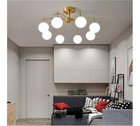 Lámpara Colgante de Interior con Bola de Cristal Dere Y Oro, Led, Diseño de Frijol Mágico, Lámpara de Techo Decorativa para Sala de Estar, Dormitorio, Cocina (Transparente, 60 Cm)/ Como la Leche/80 Ce