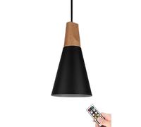 Lámpara colgante de interior que funciona con pilas, lámpara colgante de techo moderna sin cableado con control remoto, iluminación colgante inalámbrica pequeña negra para isla de cocina, cafetería, f