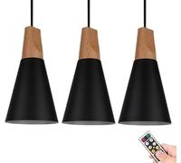Lámpara colgante de interior que funciona con pilas, lámpara colgante de techo moderna sin cableado con control remoto, iluminación colgante inalámbrica pequeña negra para isla de cocina, cafetería, f