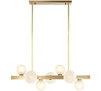 Lámpara Colgante de latón Cepillado Dorado, Globo de Cristal, Accesorios lineales de elier, lámpara Colgante de Techo Moderna de Mediados de Siglo, Sala de Estar, Comedor, Cocina, lámpara Colgante,
