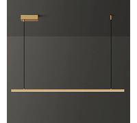 Lámpara colgante de latón delgada, lámpara colgante lineal de cobre con pantallas de panel acrílico, lámparas de suspensión largas para comedor, LED moderno - 3 modos de color, luces colgantes de