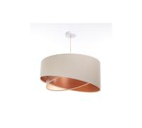 Lámpara Colgante De Lino Beige Cobre E27 Redonda Ø 50 Cm Salón