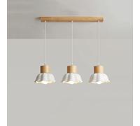 Lámpara Colgante de Madera de Caucho con Hoja de Loto Japonesa, candelabros de cerámica Simples con múltiples Cabezales Regulables E27, lámpara Colgante, decoración para Sala de Estar, Accesorio de