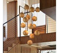 Lámpara Colgante de Madera LED Creative Ball - Lámpara de Escalera Decorativa con múltiples Llamas - Iluminación Decorativa KronHome - Cálida 3000K - Incluye Bombillas G4-3W 300LM por Bombilla - D