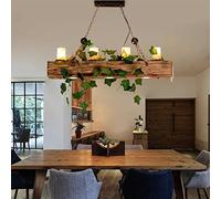 Lámpara Colgante de Madera Maciza, luz empotrada LED, lámpara Colgante Antigua, lámpara Colgante Vintage, lámpara Colgante de Altura Ajustable, Mesa de Comedor, Sala de Estar, cafetería, Bar, Cocina,