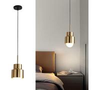 Lámpara colgante de mediados de siglo con luz LED de oro cepillado para cocina, lámpara colgante pequeña de techo, lámpara de araña industrial vintage de metal para comedor, dormitorio, rest