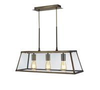 Lámpara Colgante De Mesa B: 65 Cm Metal Vidrio En Latón Antiguo Claro